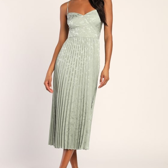Lulus Dresses Lulus Regal Romance Sage Floral Jacquard Pleated lulus-dresses-lulus-regal-romance-sage-floral-jacquard-pleated